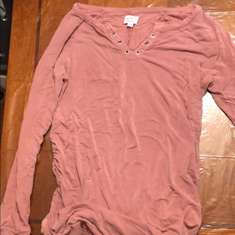 Super soft pink maternity shirt
